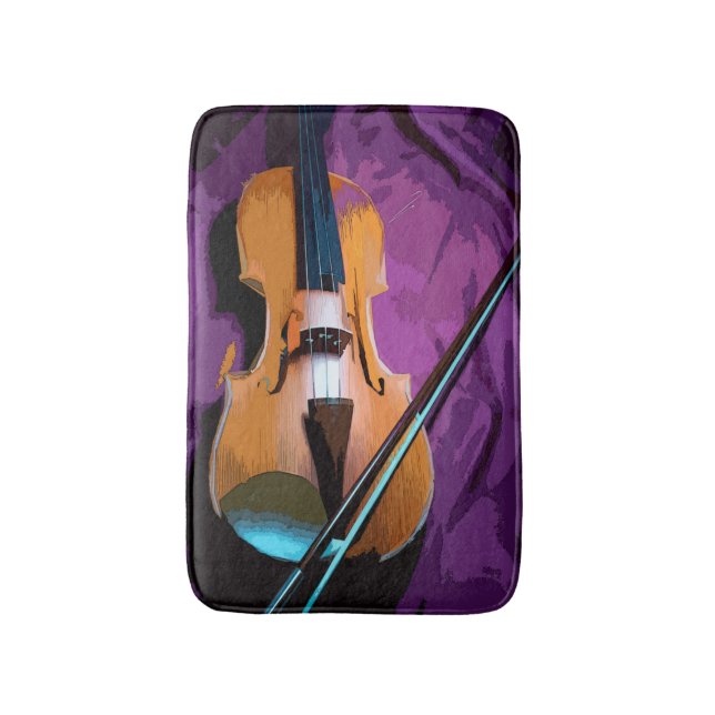 Colourful illustrated bath mat - Viola (Front Vertical)