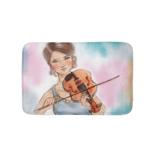 Colourful illustrated bath mat - Violin
