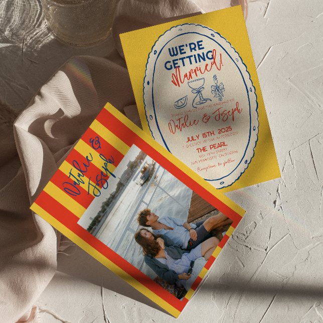 Colourful Illustrated Drawn Scribble Photo Wedding Invitation (Creator Uploaded)