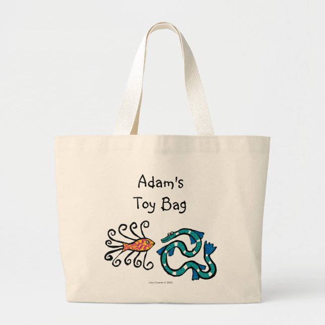 Colourful Illustrated Fish Friends Large Tote Bag (Front)