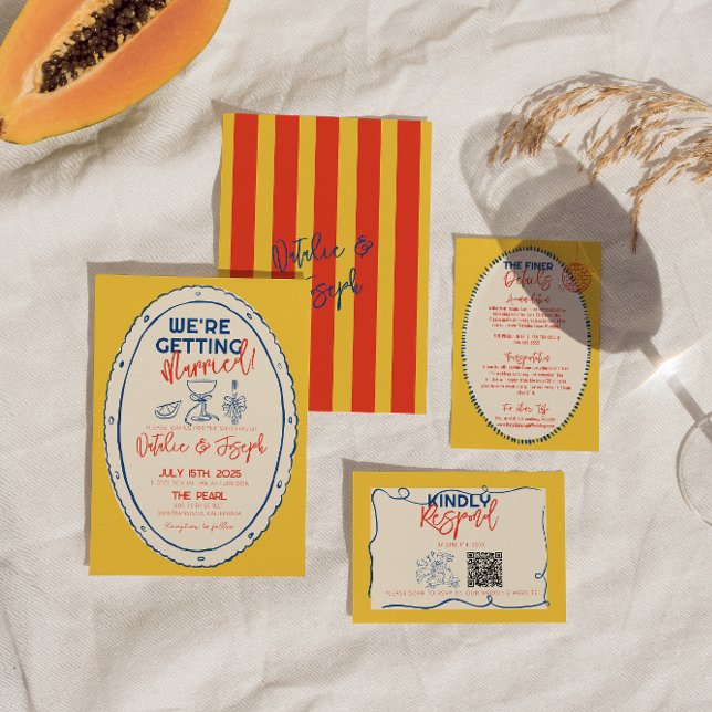 Colourful Illustrated Hand Drawn Scribble Wedding Invitation (Creator Uploaded)