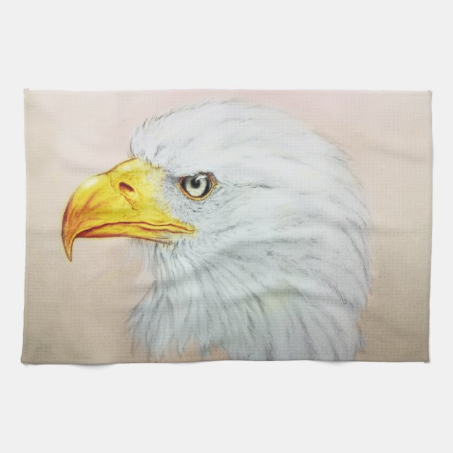 Colourful illustrated kitchen towel - Eagle (Horizontal)