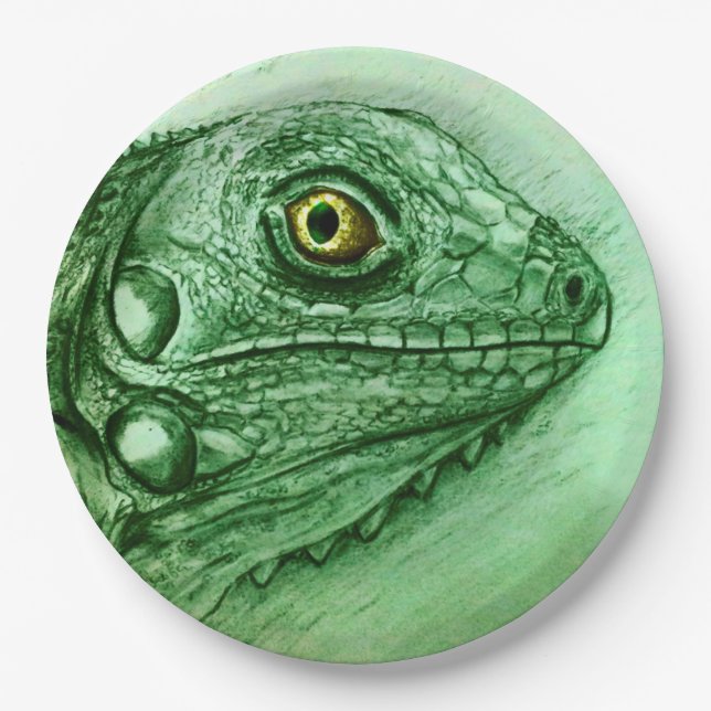 Colourful illustrated paper plate - Iguana (Front)