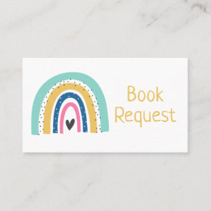 Colourful Illustrated Rainbow Book Request Card