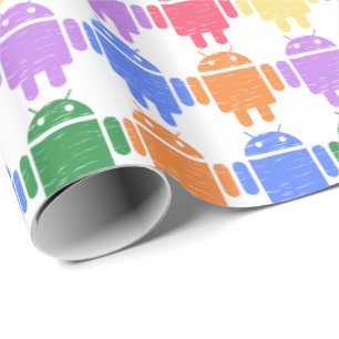 Colourful Illustrated Robot Pattern Wrapping Paper