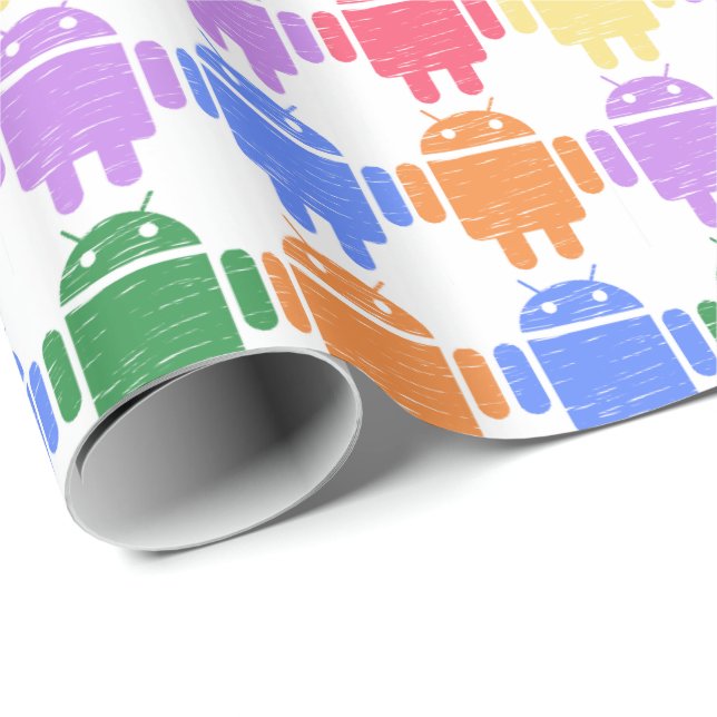 Colourful Illustrated Robot Pattern Wrapping Paper (Roll Corner)