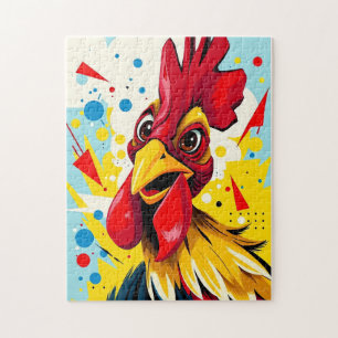 Colourful illustrated Rooster Jigsaw Puzzle