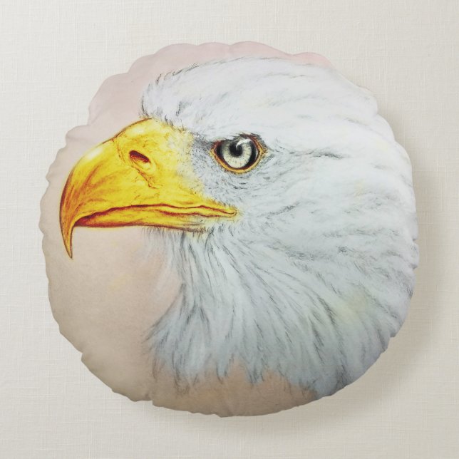 Colourful illustrated round pillow - Eagle (Front)