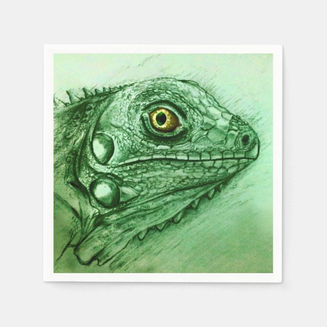 Colourful illustrated set of napkins - Iguana (Front)