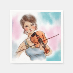 Colourful illustrated set of napkins - Violin