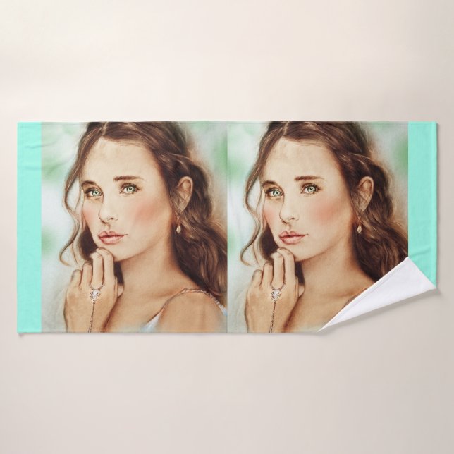 Colourful illustrated wash cloth  - Lady of Spring (Bath Towel)