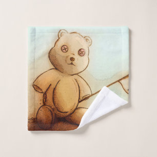 Colourful illustrated wash cloth - Teddy