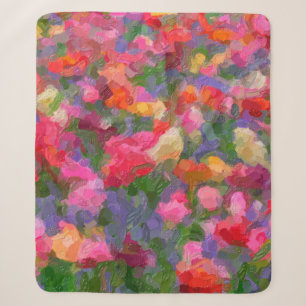 Colourful illustration background with different t sherpa blanket