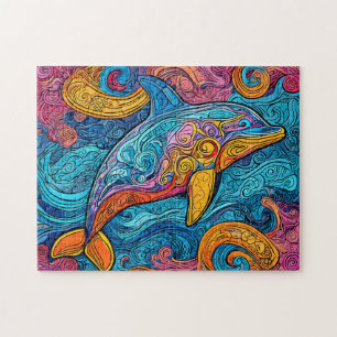 Colourful illustration of a dolphin.  jigsaw puzzle