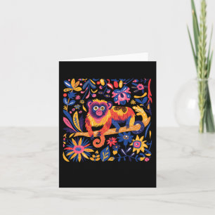 Colourful Illustration Of A Monkey Surrounded Card