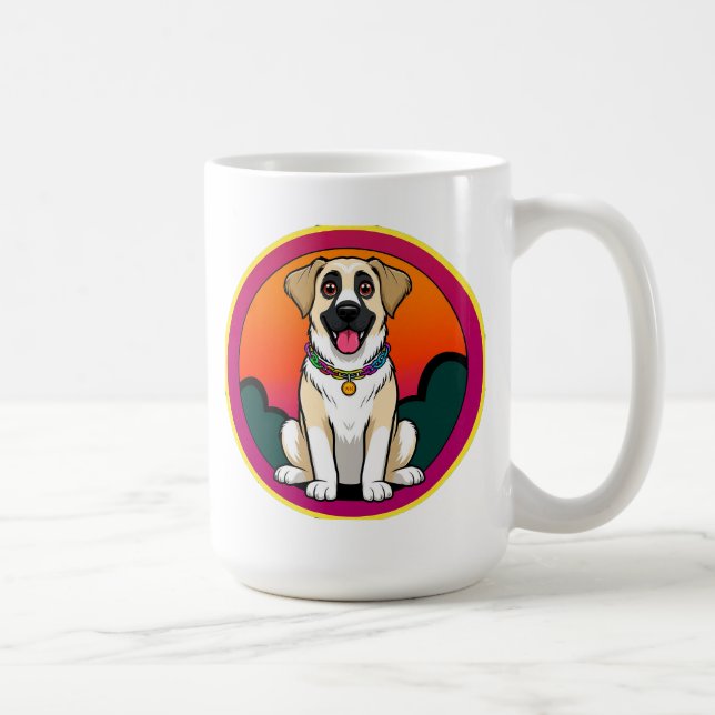 Colourful Illustration of a Smiling Dog Coffee Mug (Right)