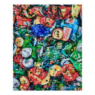 Colourful Illustration of Crushed Aluminium Soda Poster