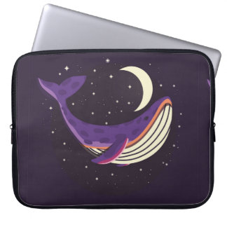 Colourful illustration portrait of cute whale in s laptop sleeve