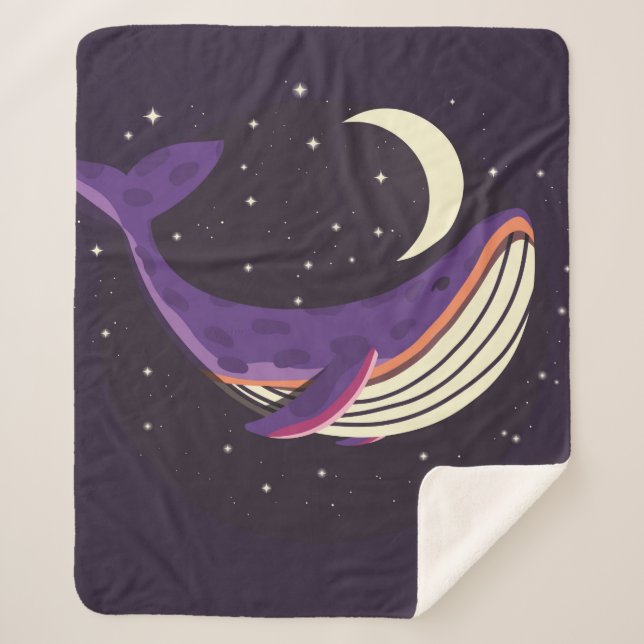 Colourful illustration portrait of cute whale in s sherpa blanket (Front)