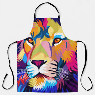 colourful illustrations, a lion, simple design - v apron