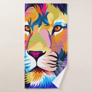 colourful illustrations, a lion, simple design - v bath towel