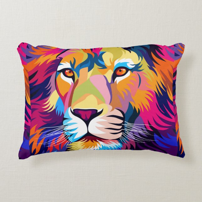 colourful illustrations, a lion, simple design - v decorative cushion (Front)