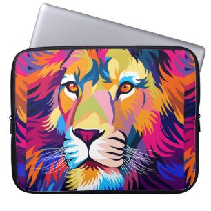 colourful illustrations, a lion, simple design - v laptop sleeve