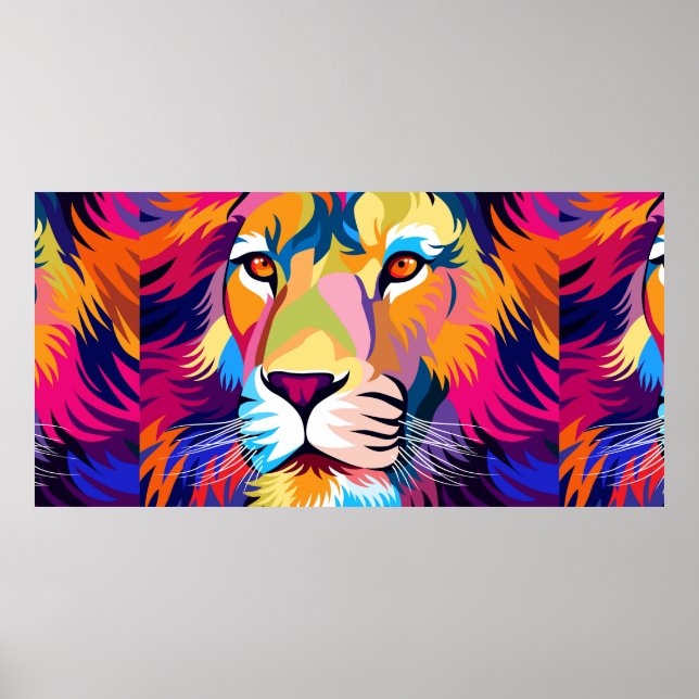 colourful illustrations, a lion, simple design - v poster (Front)