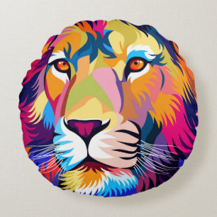 colourful illustrations, a lion, simple design - v round cushion
