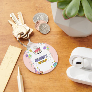 Colourful Illustrative Birthday Party Key Ring