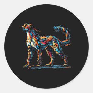 Colourful Impressionism Style Animal Lover Cheetah Classic Round Sticker