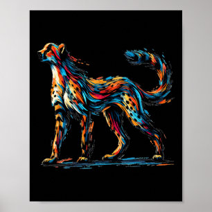Colourful Impressionism Style Animal Lover Cheetah Poster