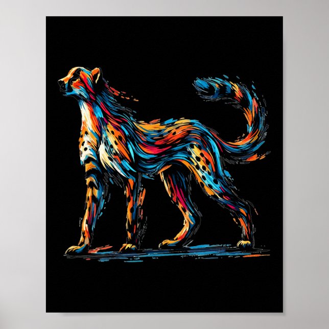 Colourful Impressionism Style Animal Lover Cheetah Poster (Front)