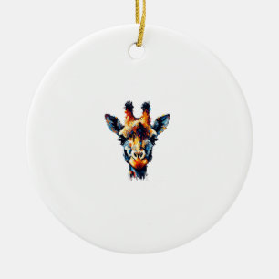 Colourful Impressionism Style Animal Lover Giraffe Ceramic Ornament