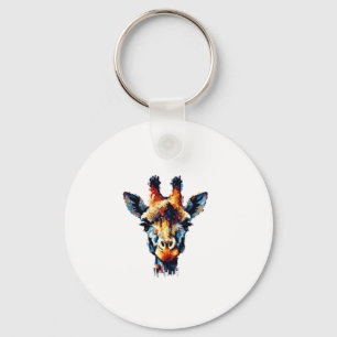 Colourful Impressionism Style Animal Lover Giraffe Key Ring
