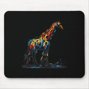 Colourful Impressionism Style Animal Lover Giraffe Mouse Pad