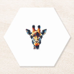 Colourful Impressionism Style Animal Lover Giraffe Paper Coaster