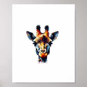 Colourful Impressionism Style Animal Lover Giraffe Poster