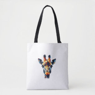 Colourful Impressionism Style Animal Lover Giraffe Tote Bag
