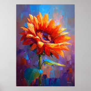 Colourful Impressionist Sunflower Flower Painting Poster