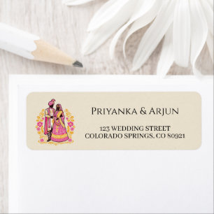 Colourful Indian Couple Return Address Label