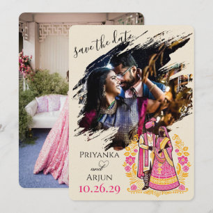 Colourful Indian Couple Save The Date