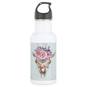 Colourful Indian Symbols Bull Skull 532 Ml Water Bottle