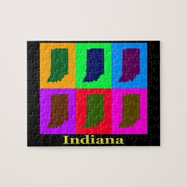 Colourful Indiana State Pop Art Map Jigsaw Puzzle (Horizontal)