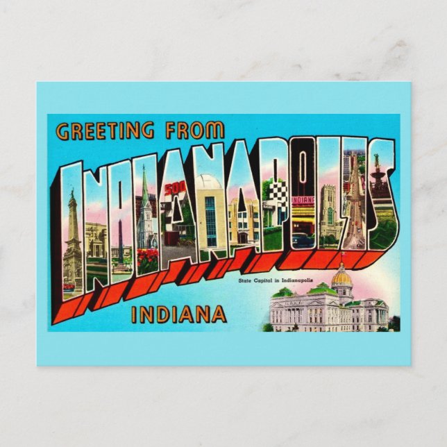 Colourful Indianapolis Postcard Greeting (Front)