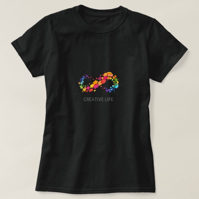 Colourful Infinity Heart "Creative Life" T-Shirt - (Design Front)