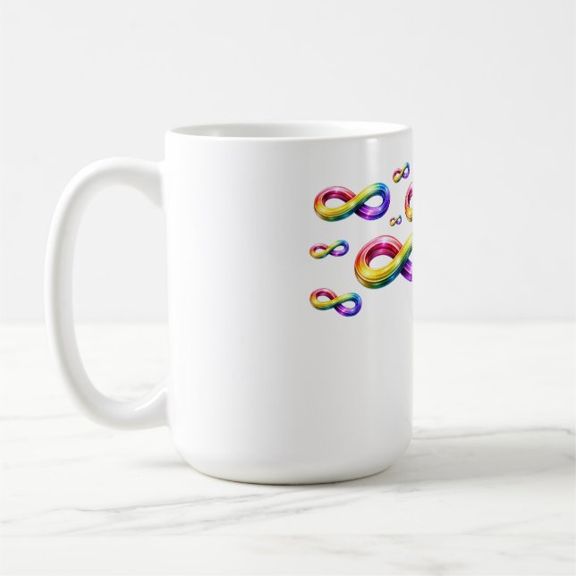 Colourful Infinity Symbols on a Mug (Left)