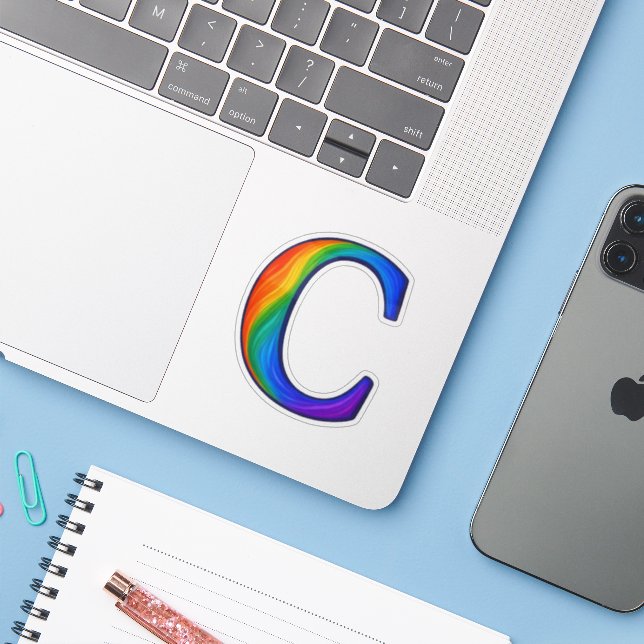 Colourful Initial Alphabet Letter C (Laptop w/ iPhone)