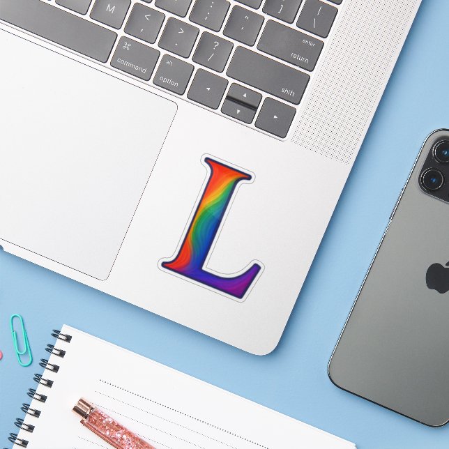 Colourful Initial Alphabet Letter L (Laptop w/ iPhone)