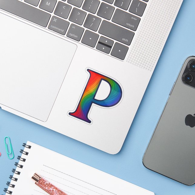 Colourful Initial Alphabet Letter P (Laptop w/ iPhone)